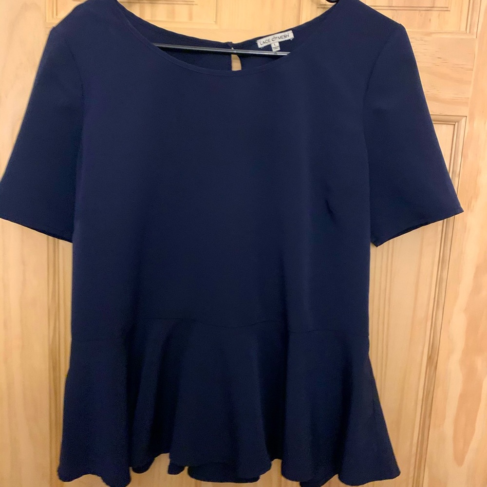 Navy Peplum Top